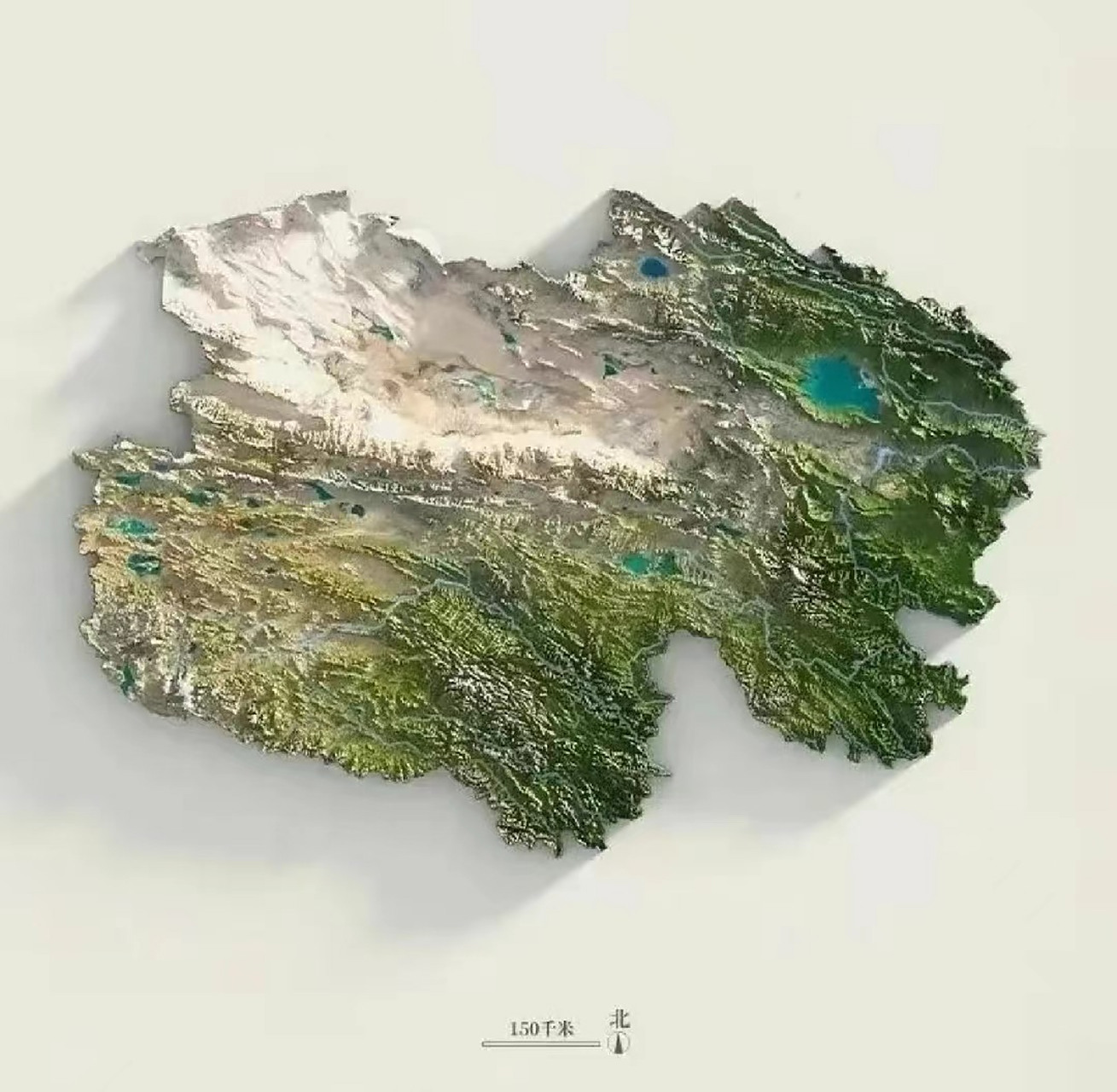 青海省立体地形图.