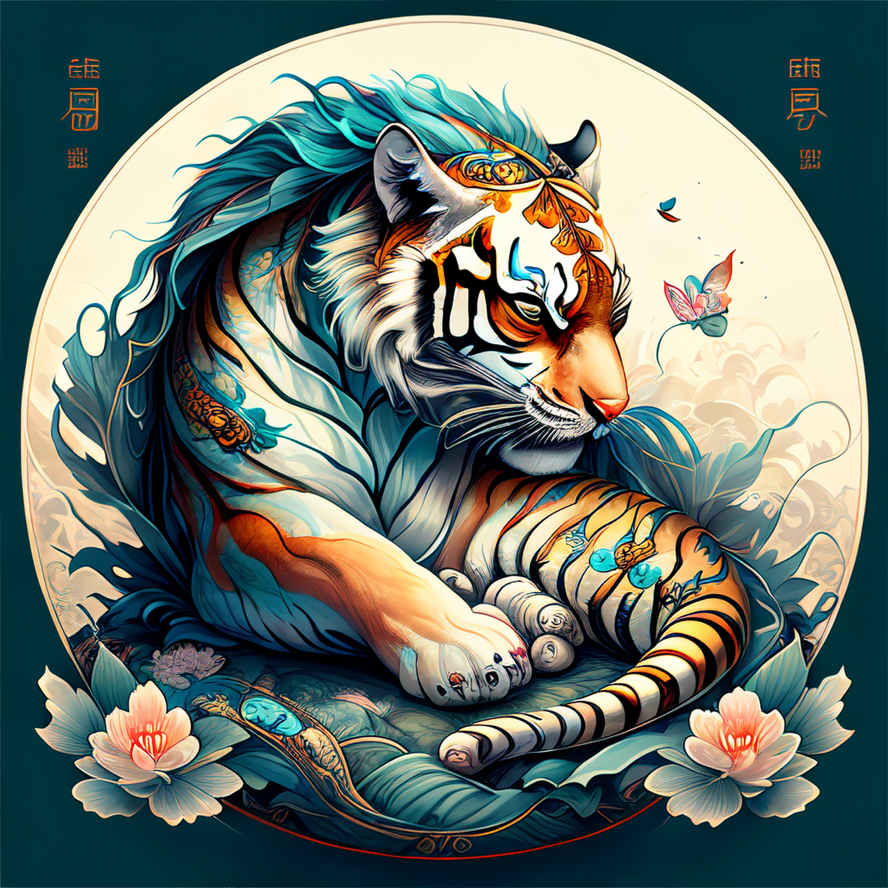 洪涛探龙睡,赤手投虎圈.宁静,恬淡,闲静#百度ai绘图黑科技