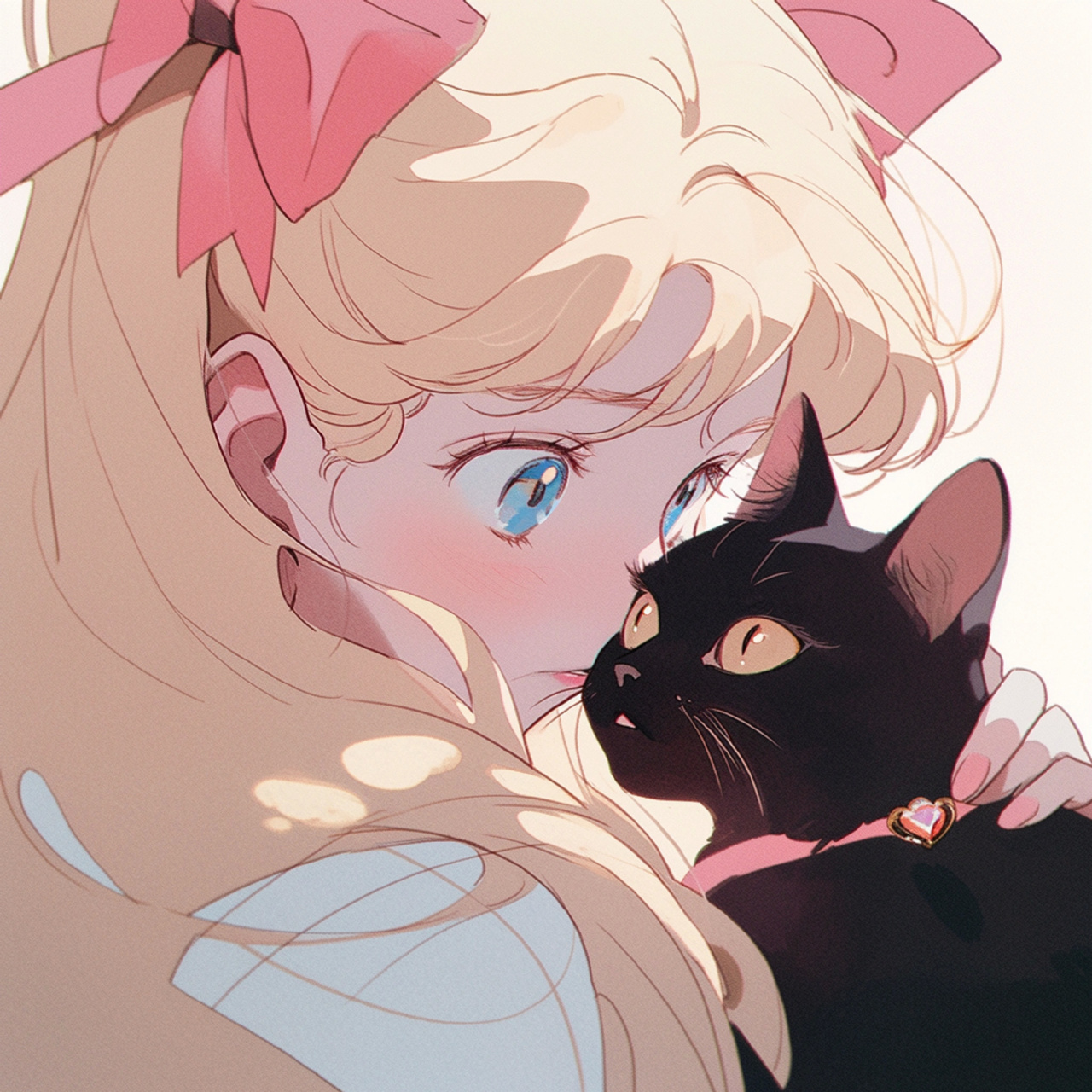 复古动漫少女头像|女孩和她的猫 676767