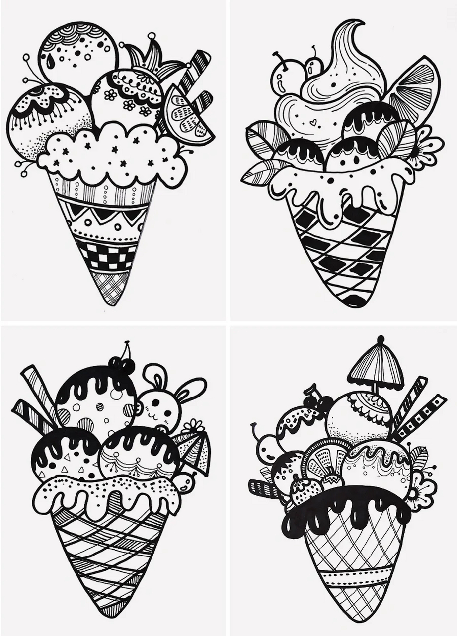 冰淇淋与线描的碰撞