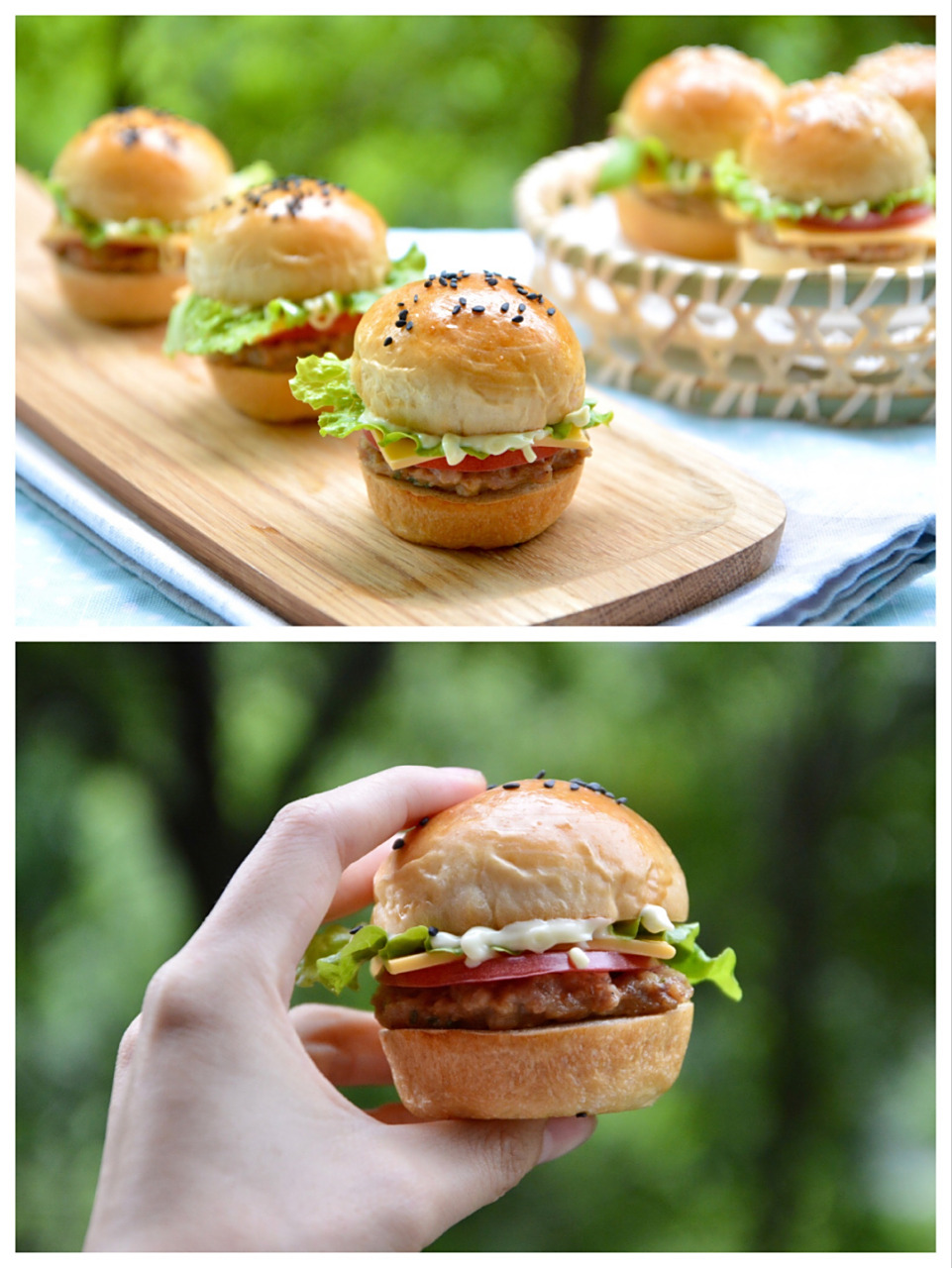 这是借助12连麦芬模具做的迷你汉堡,造型非常可爱 汤种:高粉15克,水75