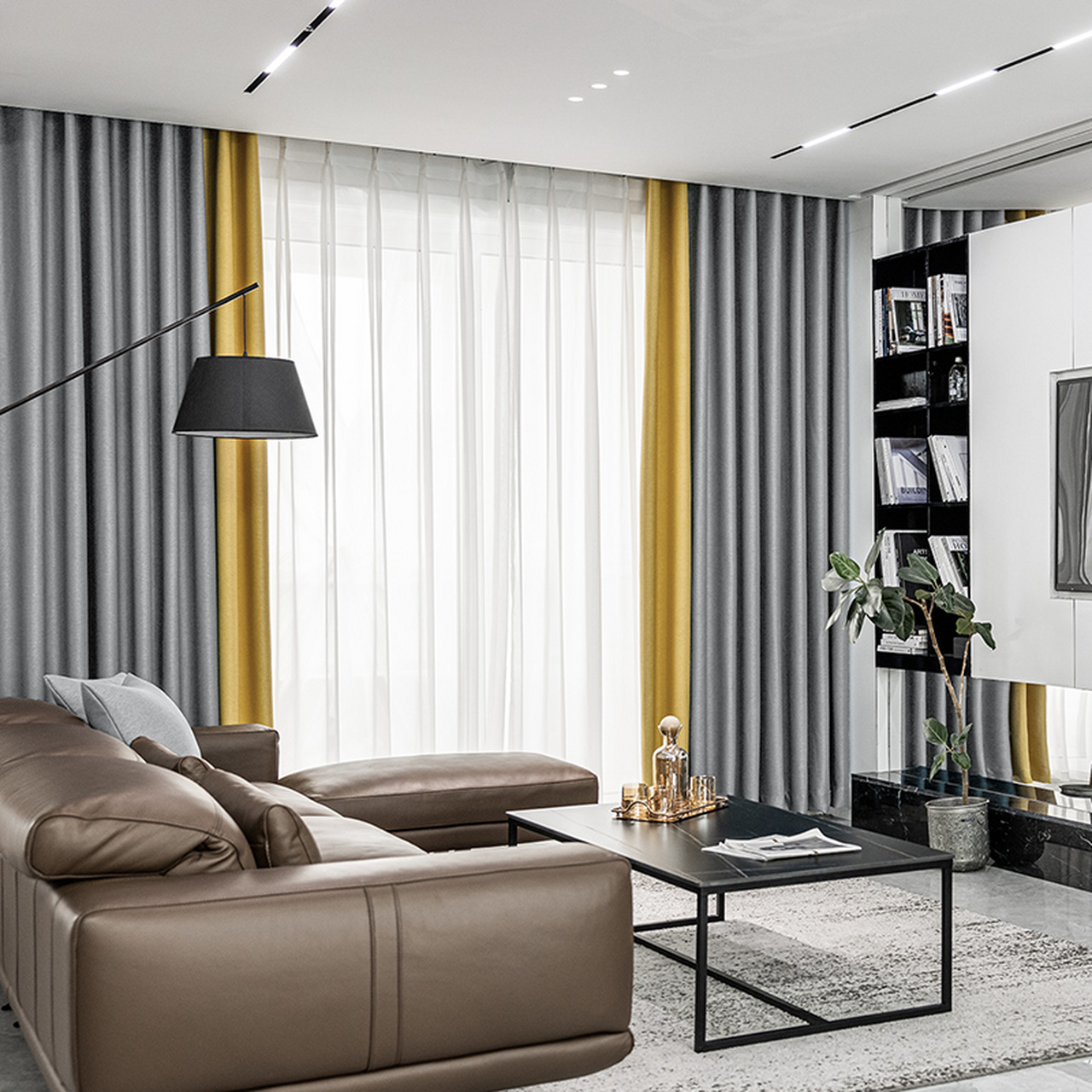 金蝉 北欧轻奢遮光窗帘挂钩成品简约现代卧室客厅大气拼接窗帘布加厚