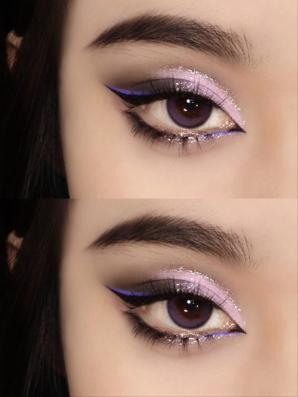 清冷破碎感粉紫色狐狸眼妆 拽拽的甜妹谁不爱 库洛米配色 日常被限流