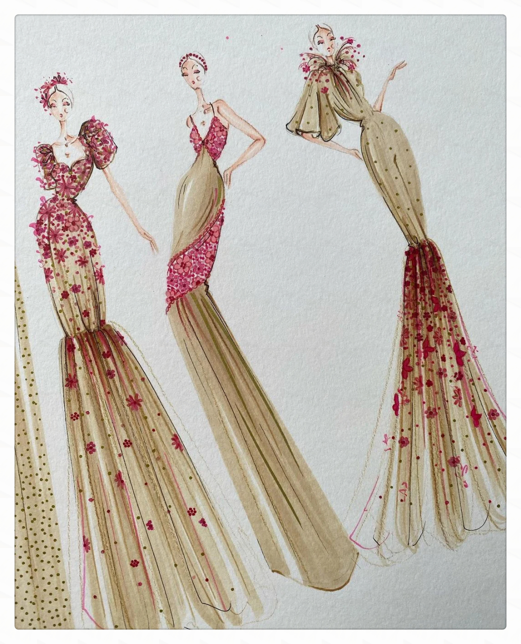 服装设计手稿分享 iva  在我看来,服装设计师的手稿简直就是艺术品,他