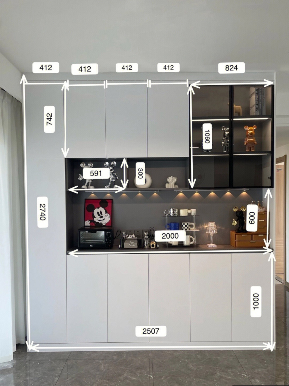 被夸了上万次的网红餐边柜酒柜付尺寸.