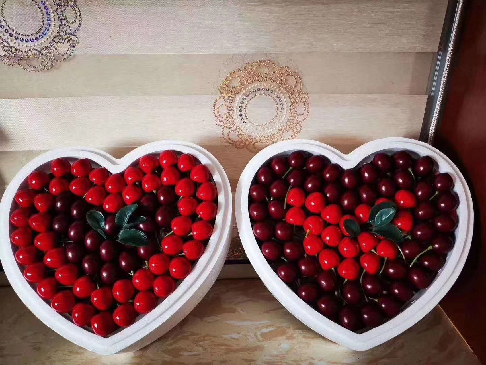 四角泉樱珠,大樱珠,车厘子批发,礼盒装 【彩印礼盒】【爱心礼盒】