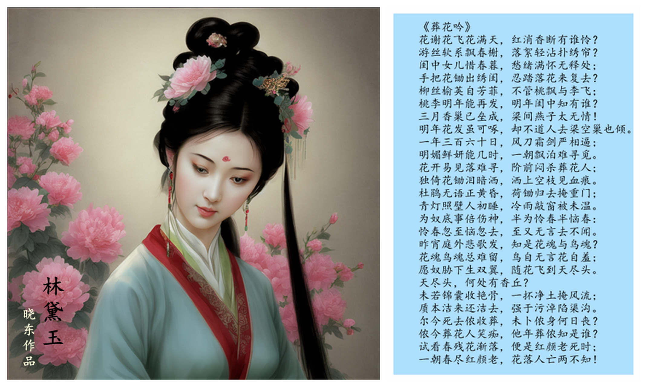 《金陵十二钗正册,林黛玉和薛宝钗判词》: 可叹停机德,堪怜咏絮才.