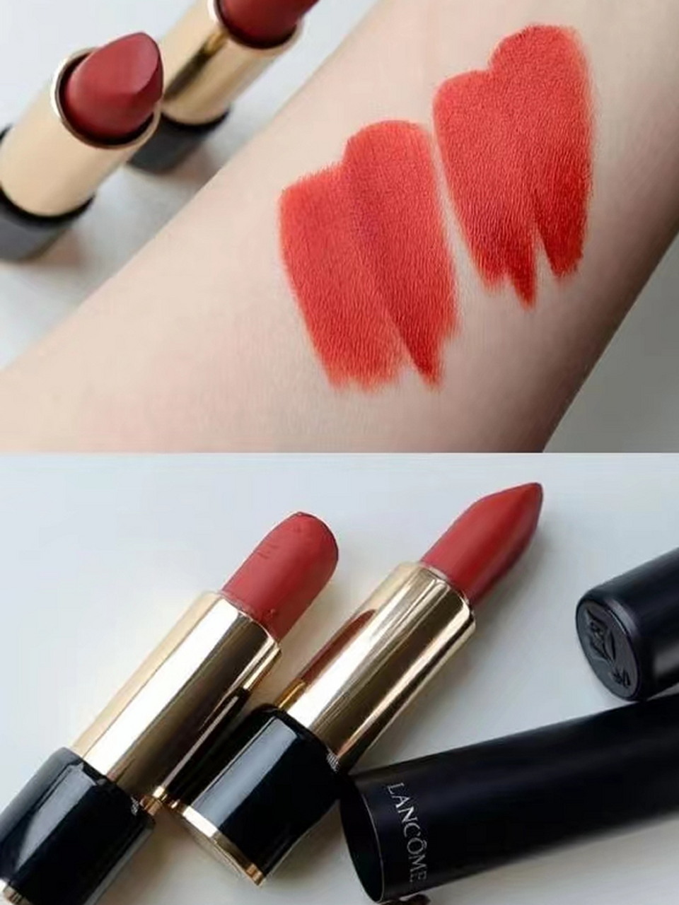 兰蔻196,这个色号真的太显白了啊,非常独具特色的胡萝卜色口红,备受