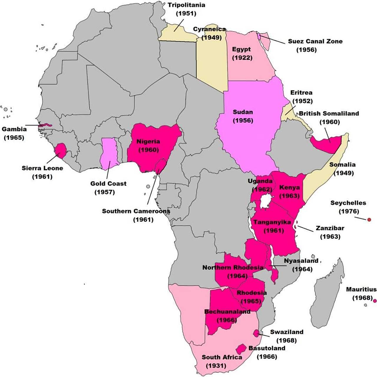 1960年,非洲先后有17个国家独立,这一年被称为"非洲独立年".