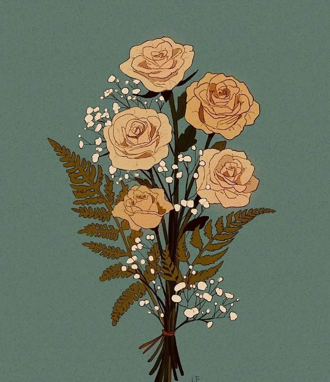 简单优雅,花束插画.