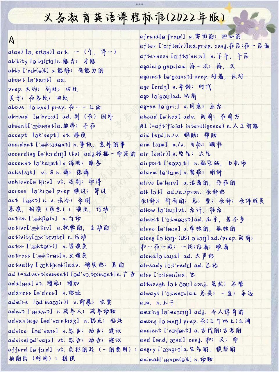 《义务教育英语课程标准(2022年版)》 初中阶段/初中英语要求的大纲