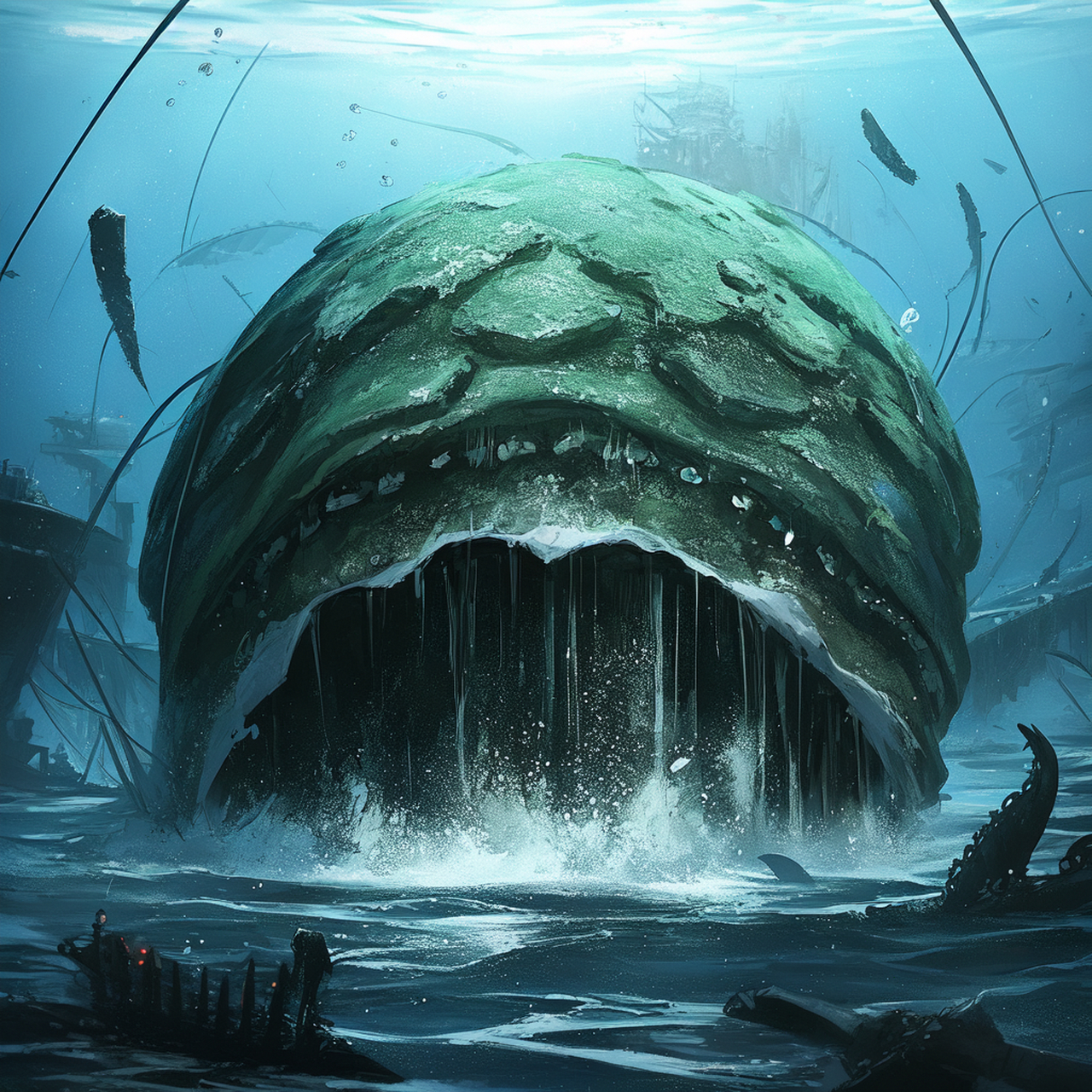 划破海洋的巨轮 沉没在黑夜的虚无 深海里矗立着神秘的身影 克苏鲁