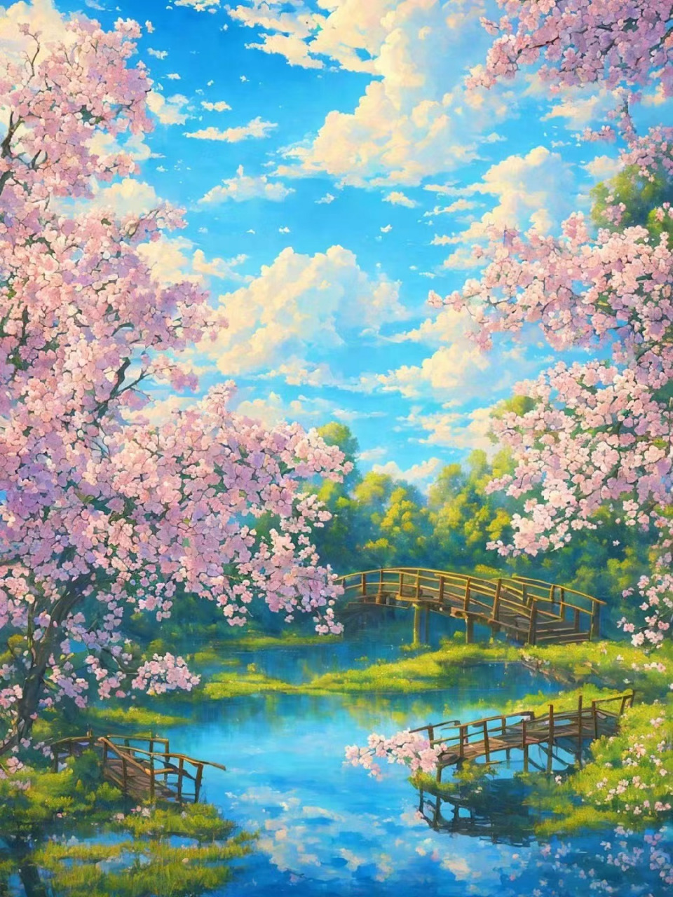 一组日系漫画风格的风景图片