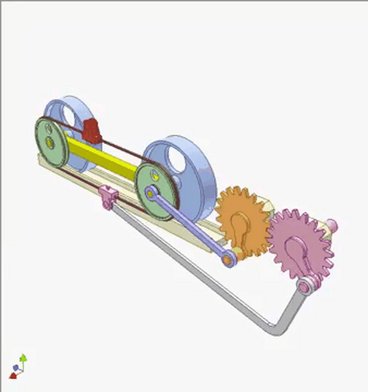 齿轮加绳索往复运动机构