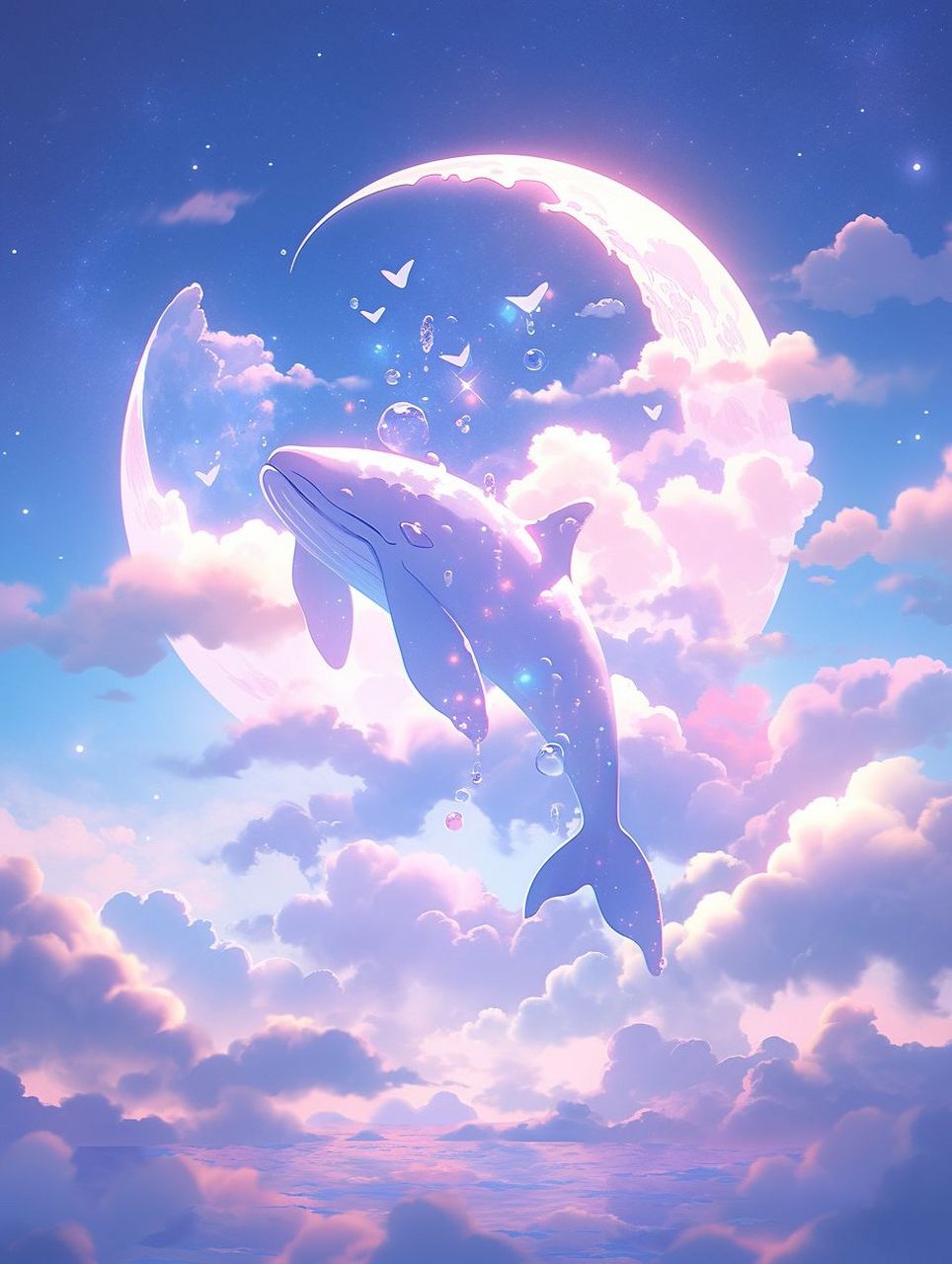 如果云层是天空的一封信,海蓝时见鲸,梦醒时见你