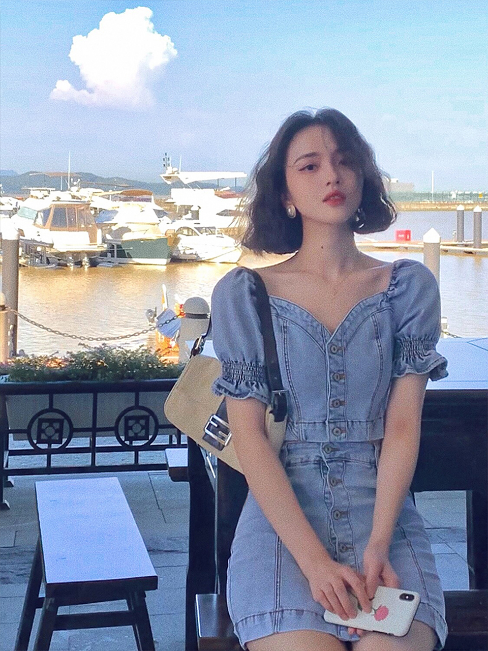 显瘦显高的复古工装风牛仔套装 这套牛仔套装穿出去,真的不要太好看了