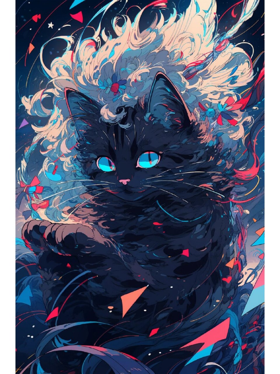 这个风格可以概括为具有浓厚日式动漫气息的猫咪肖像