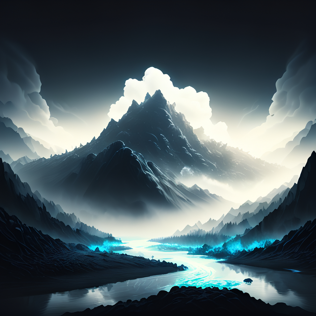 黑暗背景生物发光,丰富的,描尽江山归指点,寒林古嶂烟云斂.高清