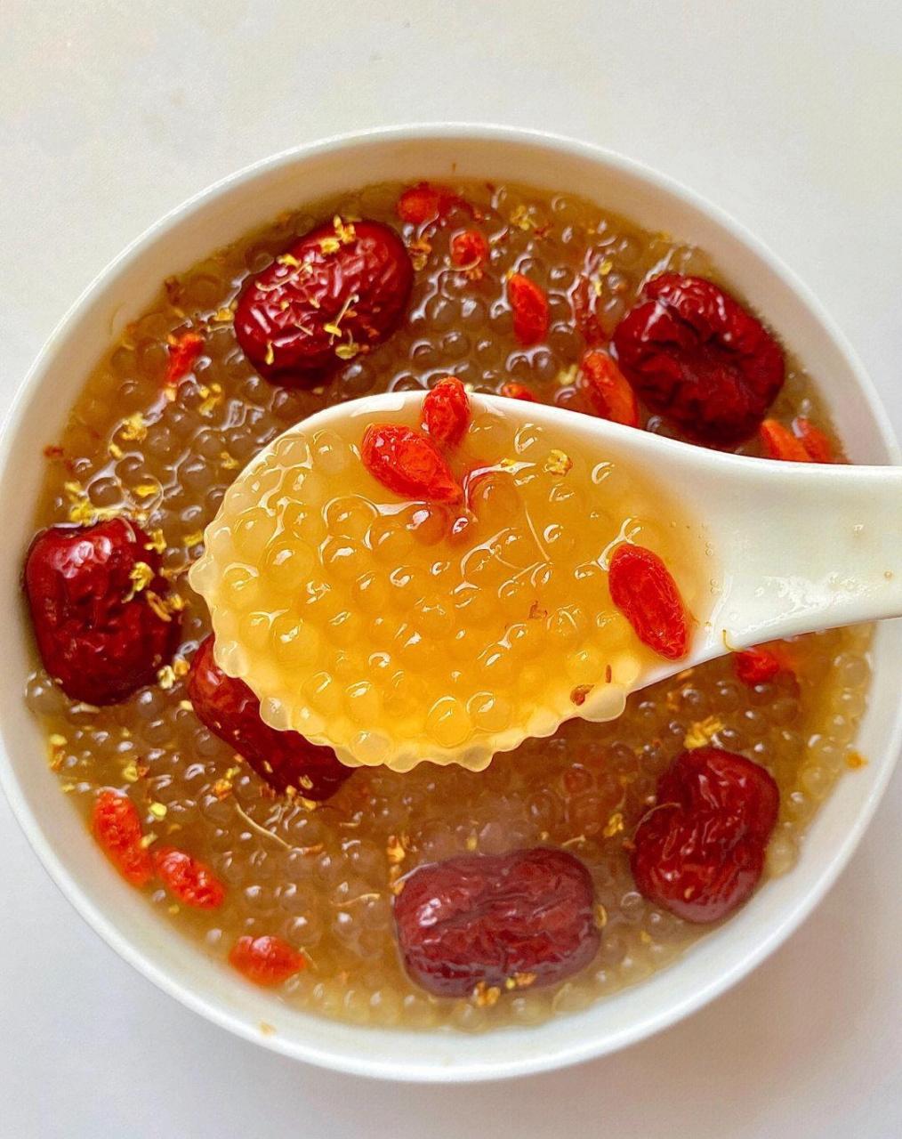 气色真的好91!姜枣红糖西米露!