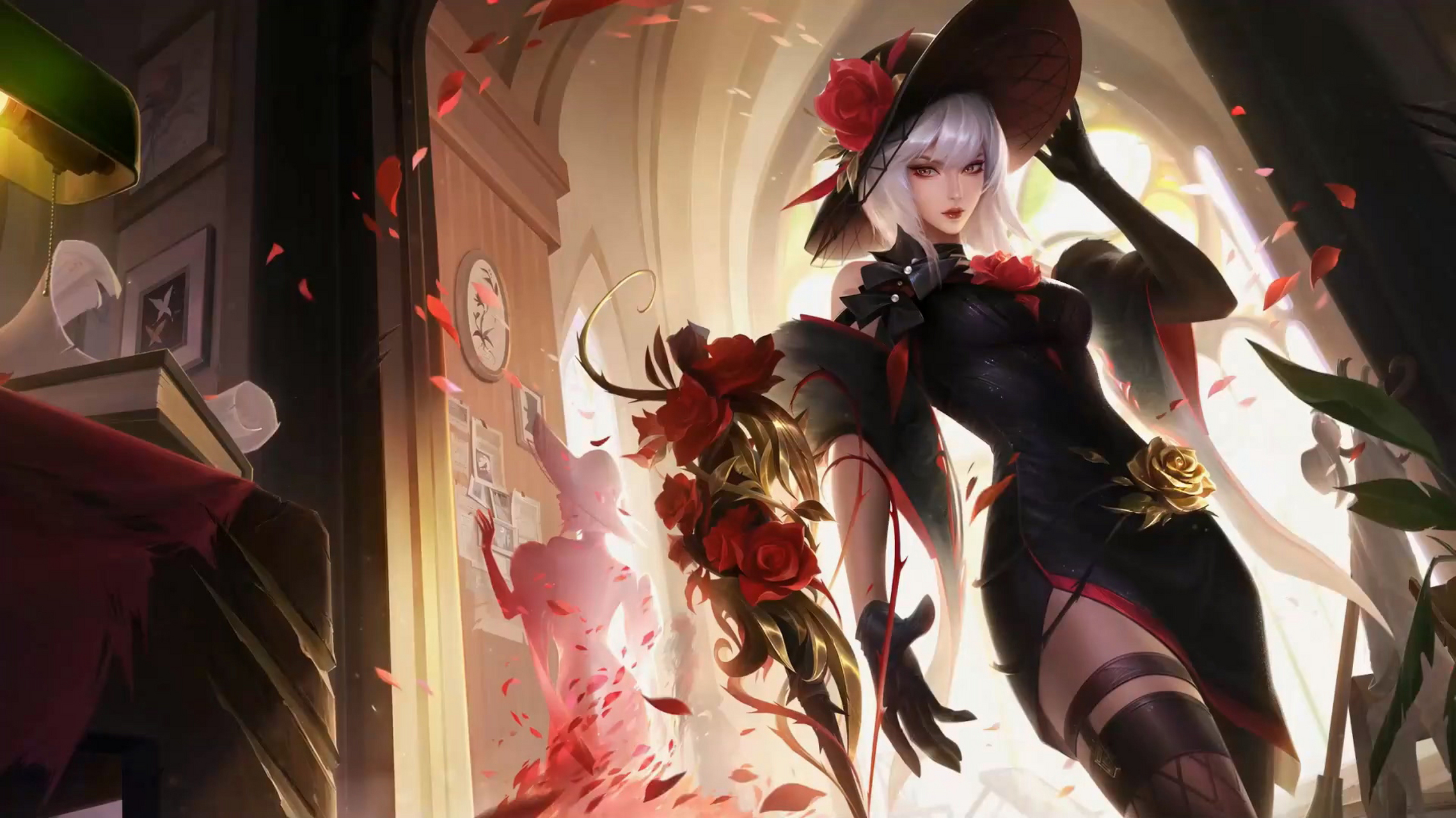 王者荣耀# #动漫壁纸#  镜玫瑰异探皮肤:美丽通常和危险相伴,神秘