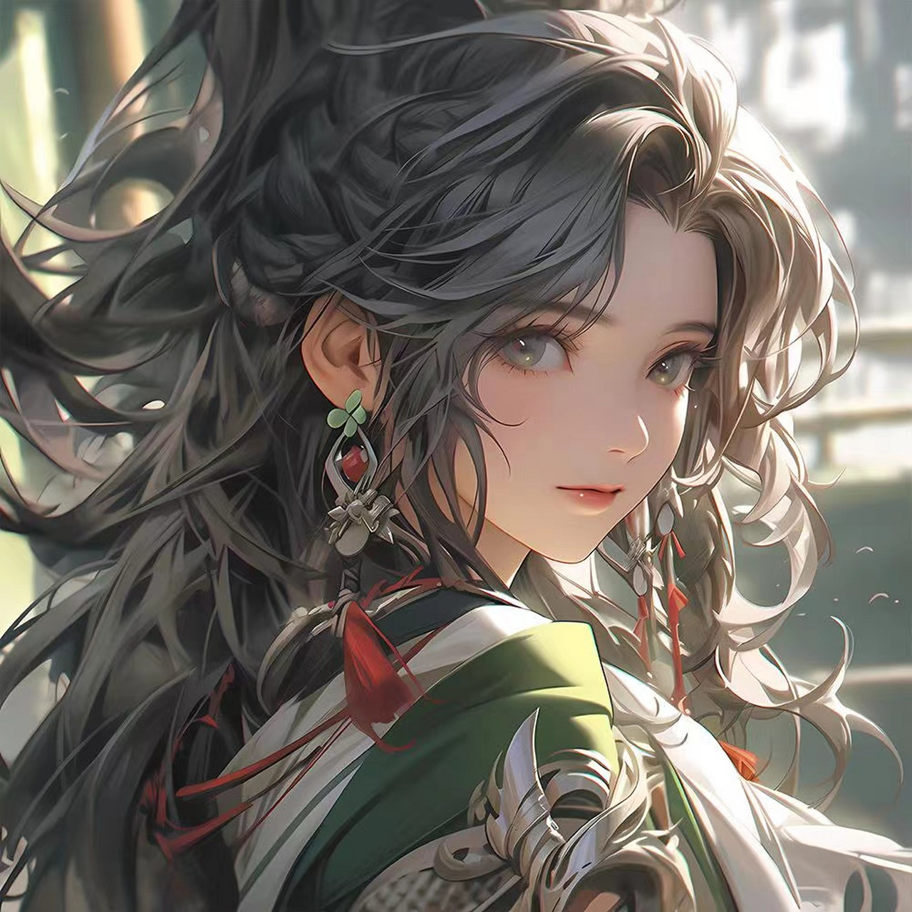 桂花美人·古风绿色系头像.绿衫光明照,似是故人归.