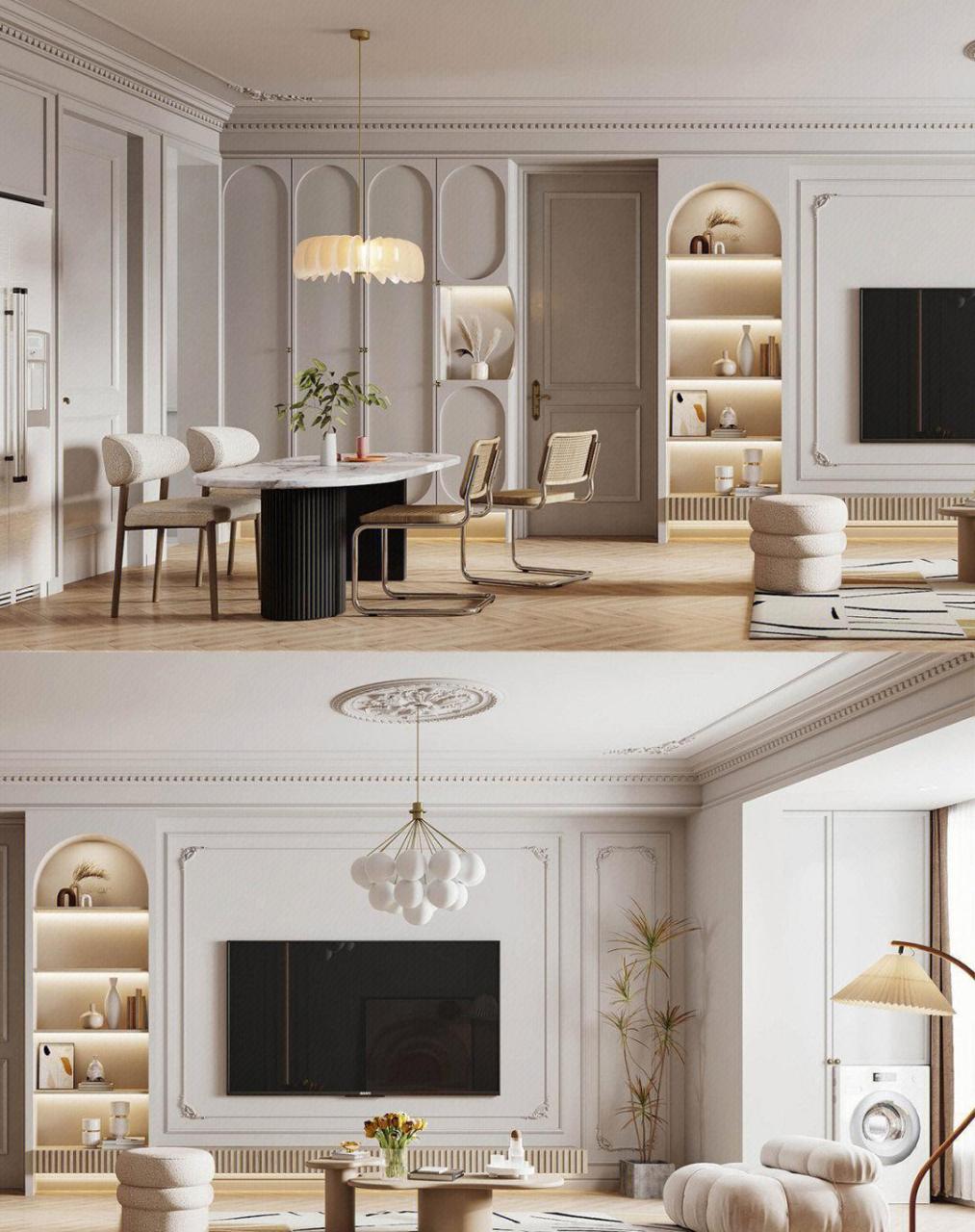 奶油白 弧形门,妈见夸的奶油轻法式之家!