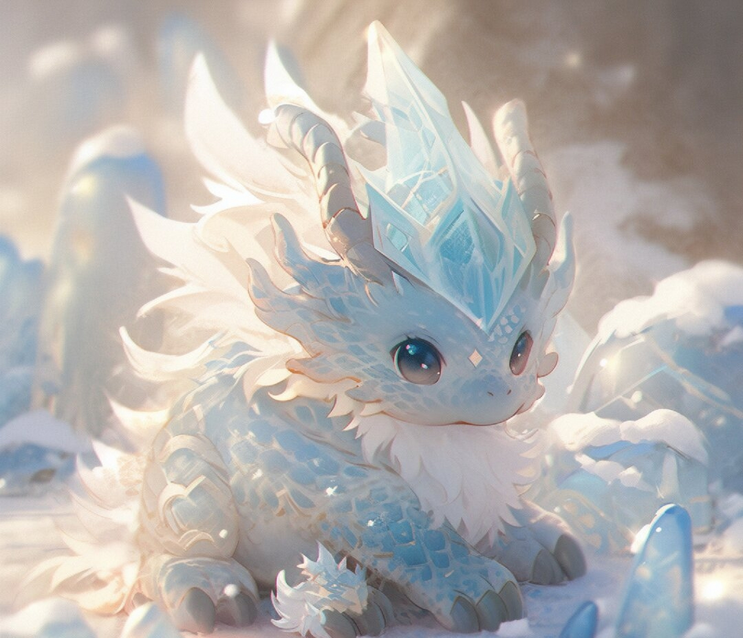 【右滑进化】寒冰龙  在遥远的古代,存在一条神秘的寒冰龙,它的起源