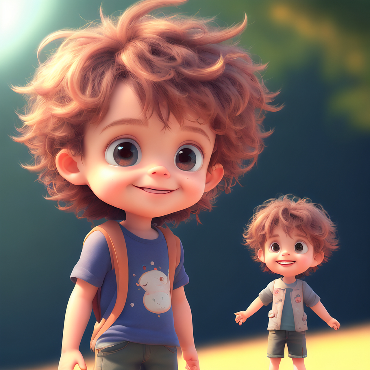 ai作画,可爱小男孩,爆炸头