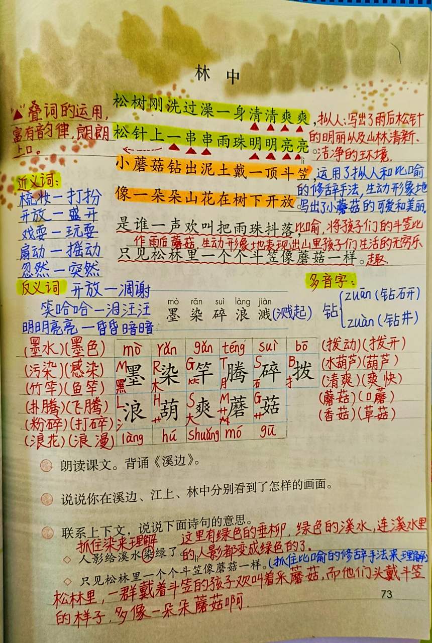 三年级语文下册第18课《童年的水墨画》课堂笔记