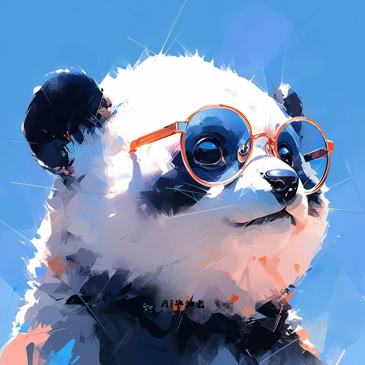蓝色头像|酷酷的眼镜熊猫分享.
