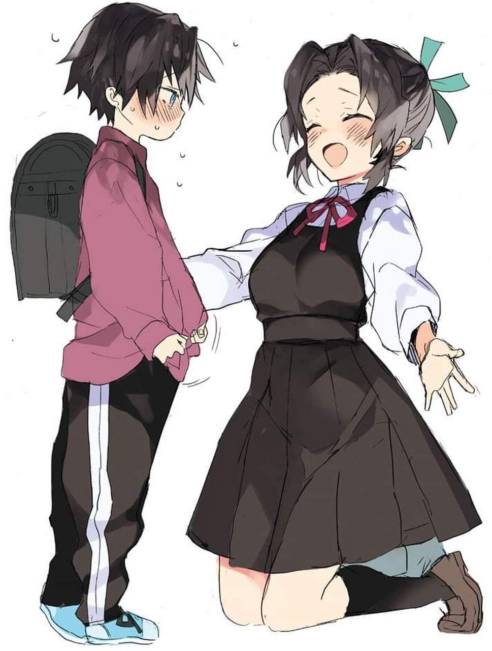 鬼灭之刃# 愈史郎和珠世大人,义勇和蝴蝶忍姐姐,这画风太可爱了!