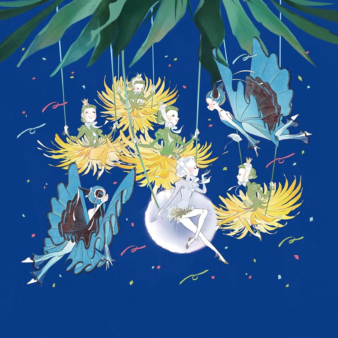 少女与鲜花的碰撞,不同的花朵拟人化,画面得以注入灵魂,五彩缤纷各具