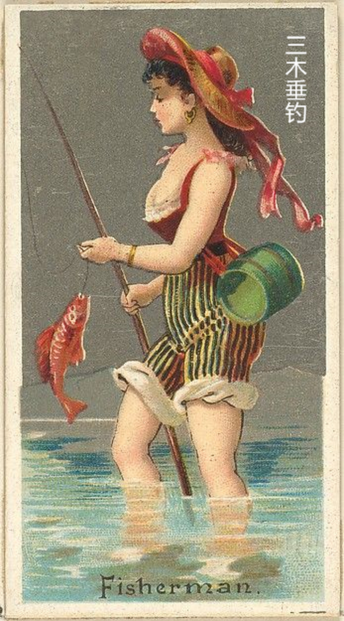 渔具还是比较简陋,鱼竿似乎是木棒做的,还不是很直;也没有什么钓鱼服