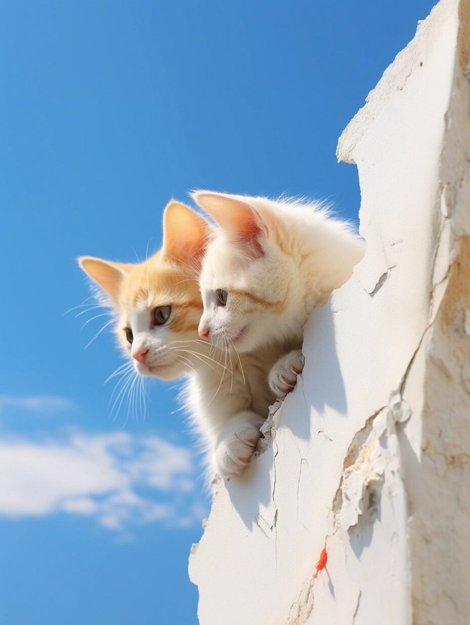 天气晴朗的时候,仰望天空发发呆,放松心情  在晴朗的天气里,小猫咪