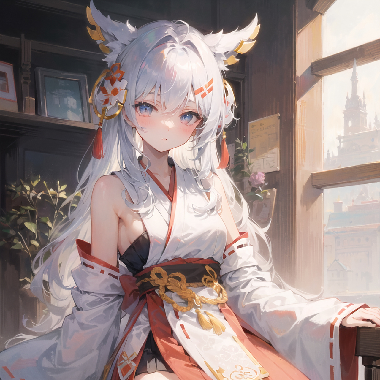 银发狐耳娘[期待]  #二次元