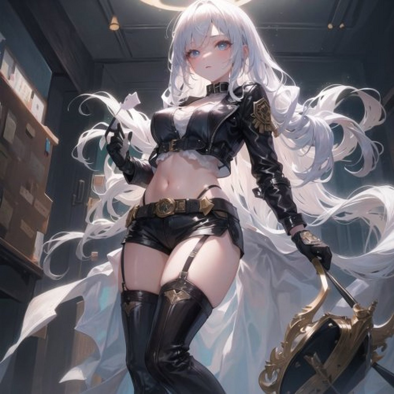 皮衣美少女#动漫