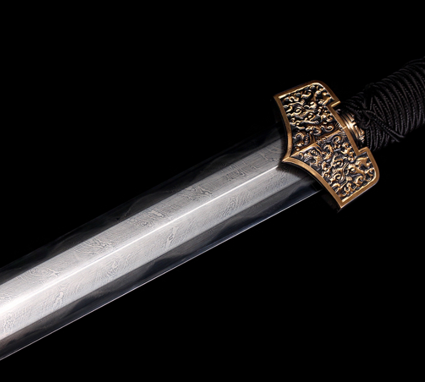 收藏# 复兴汉剑 羽毛纹烧刃八面长剑手工一体刀剑镇宅冷兵器宝剑未