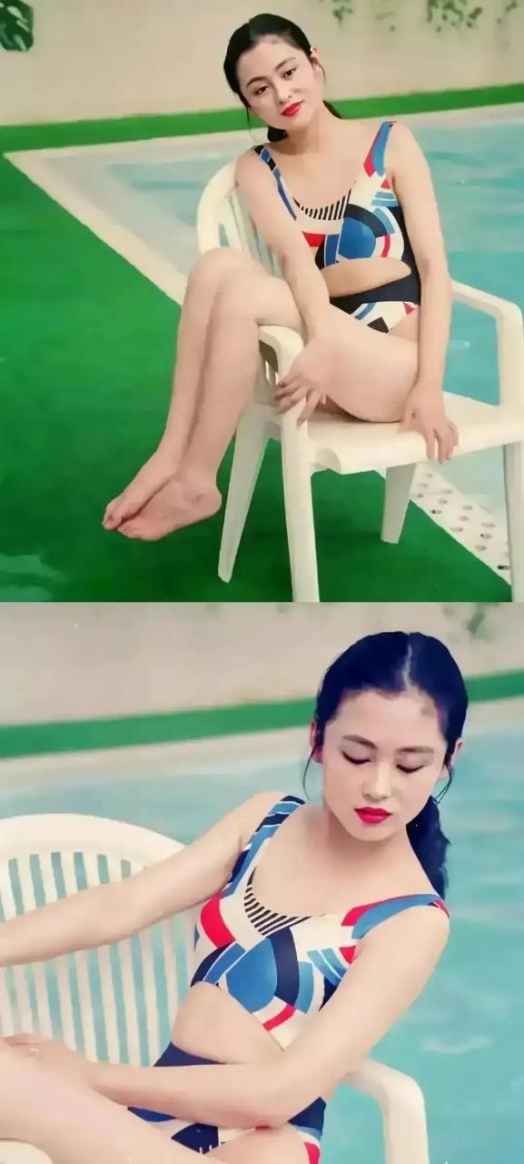 照片上的陈红,身穿泳装,肤白貌美,实在太漂亮了,超俗脱凡,仿如天仙