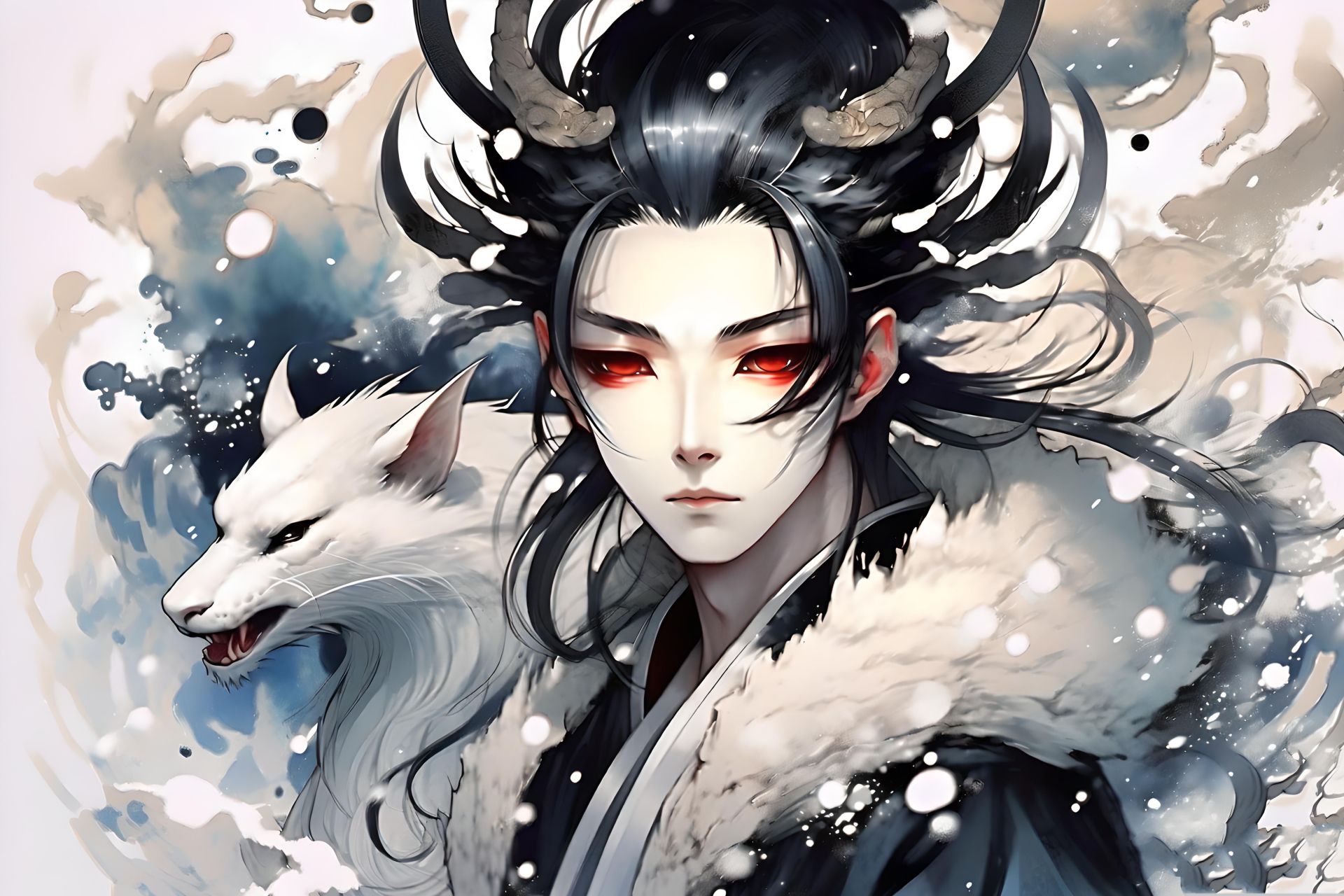 二次元##古风##古风动漫帅哥##水墨画##古风插画##图片##动漫头虾和