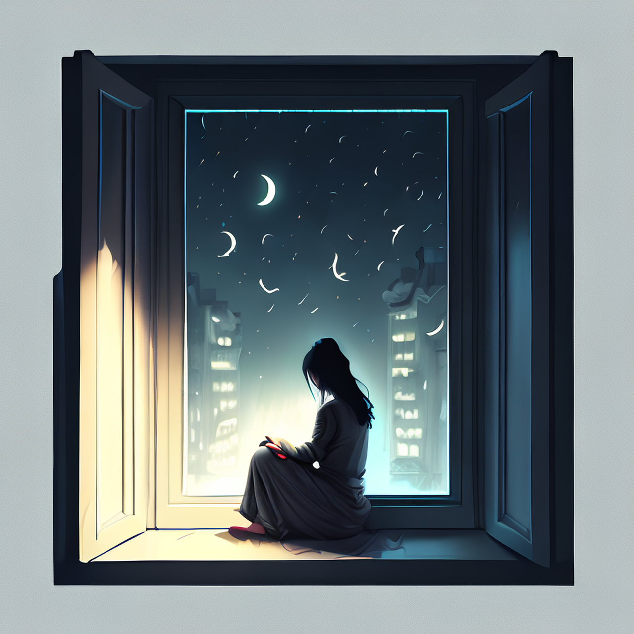 夜窗讶明皎,晓槛俄分飘.宁谧,明净,意境#百度文心一言来了#