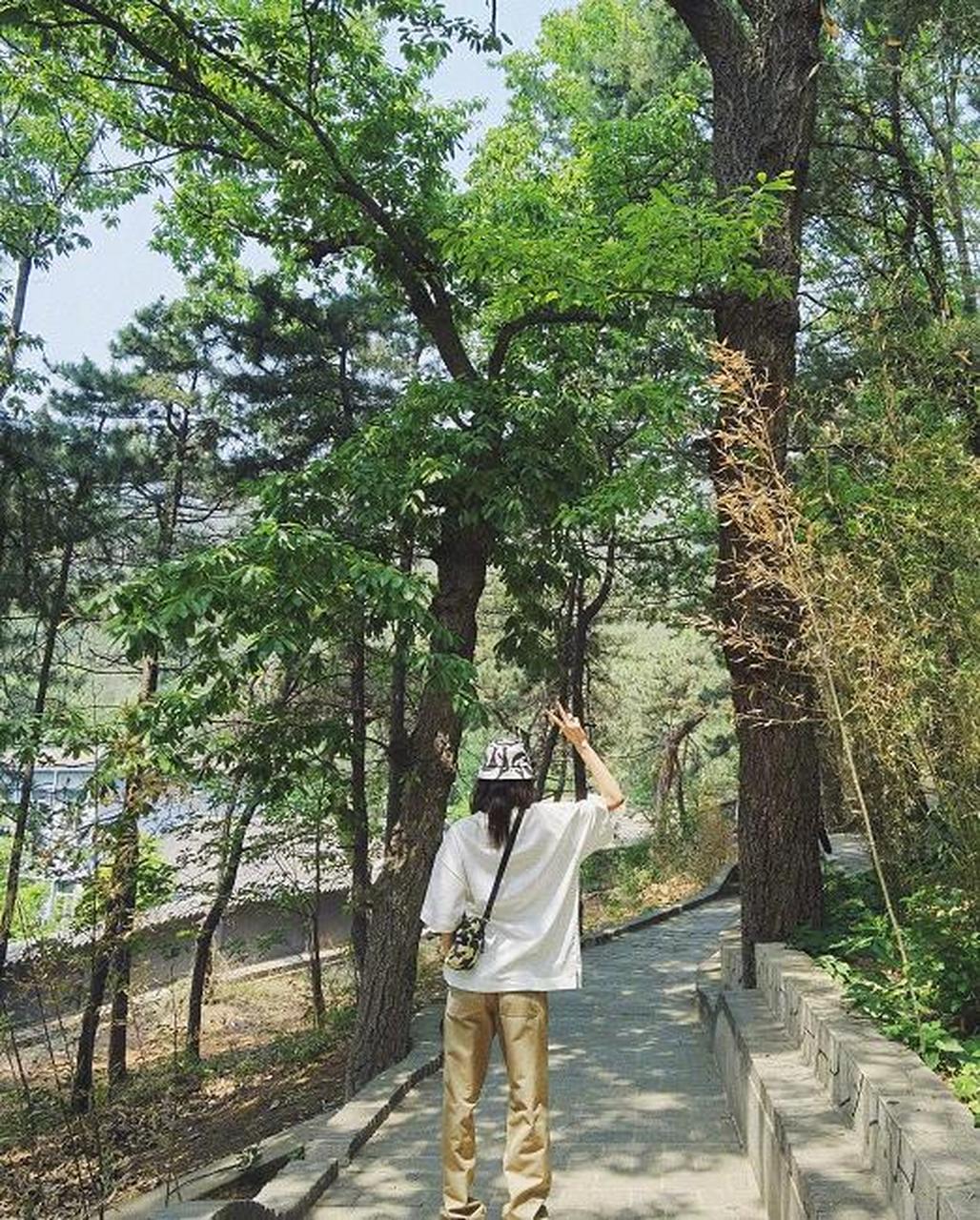 33岁刘雯独自在北京红螺寺游玩!