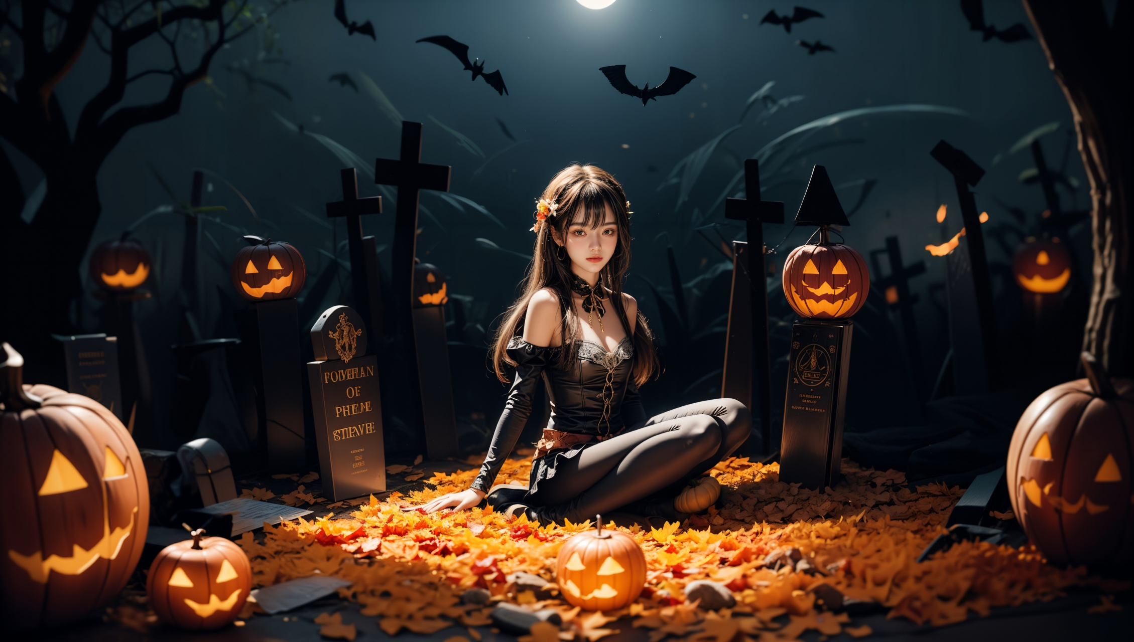 万圣节鬼故事# #ai美女# #美女# #ai绘画美女写真# #桌面壁纸# 褪圣