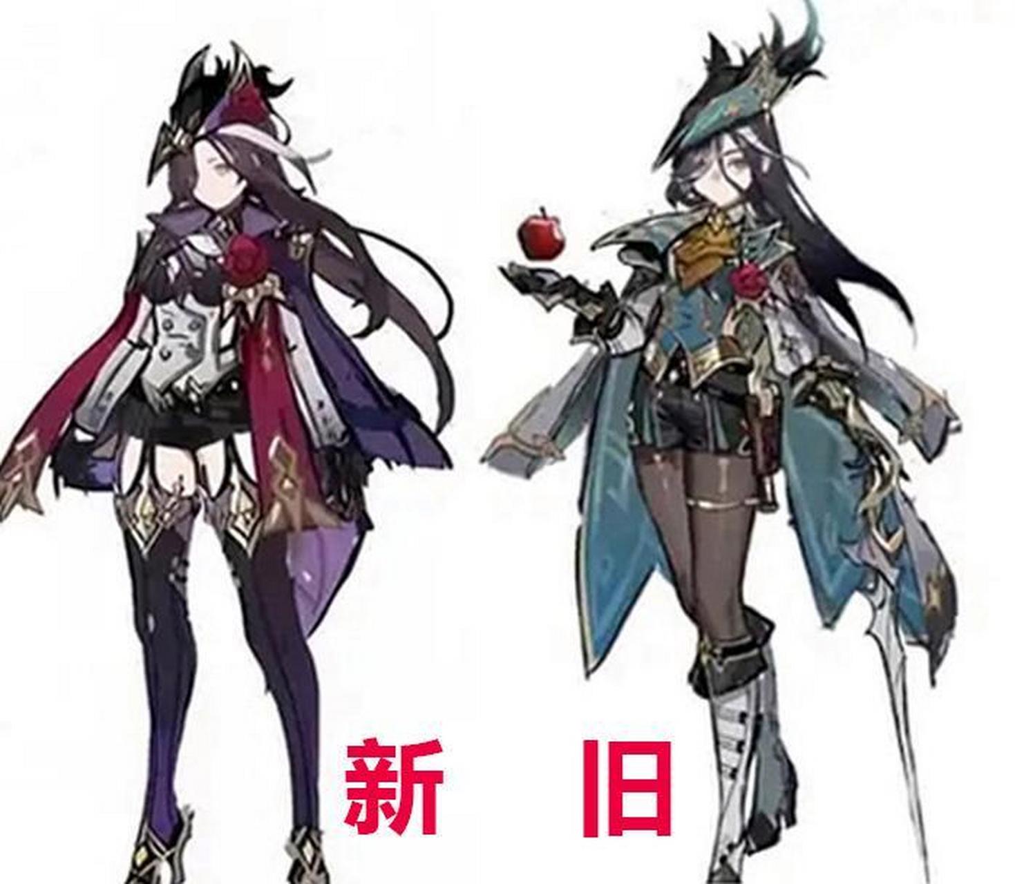 原神# "苹果姐姐"的建模已经被调整了,由之前的绿色换成了黑紫色