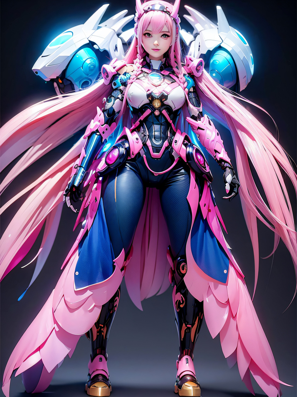 我的少女心-粉色机甲#二次元机甲少女美图分享# #ai美少女