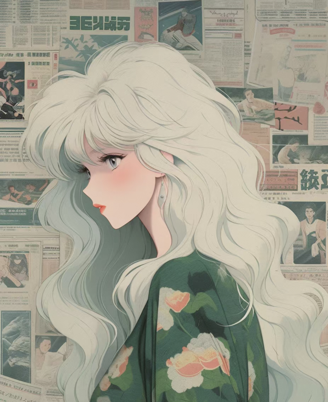 复古手帐拼贴|忧郁的绿系列#动漫头像# #动漫女生头像# 你喜欢第几张