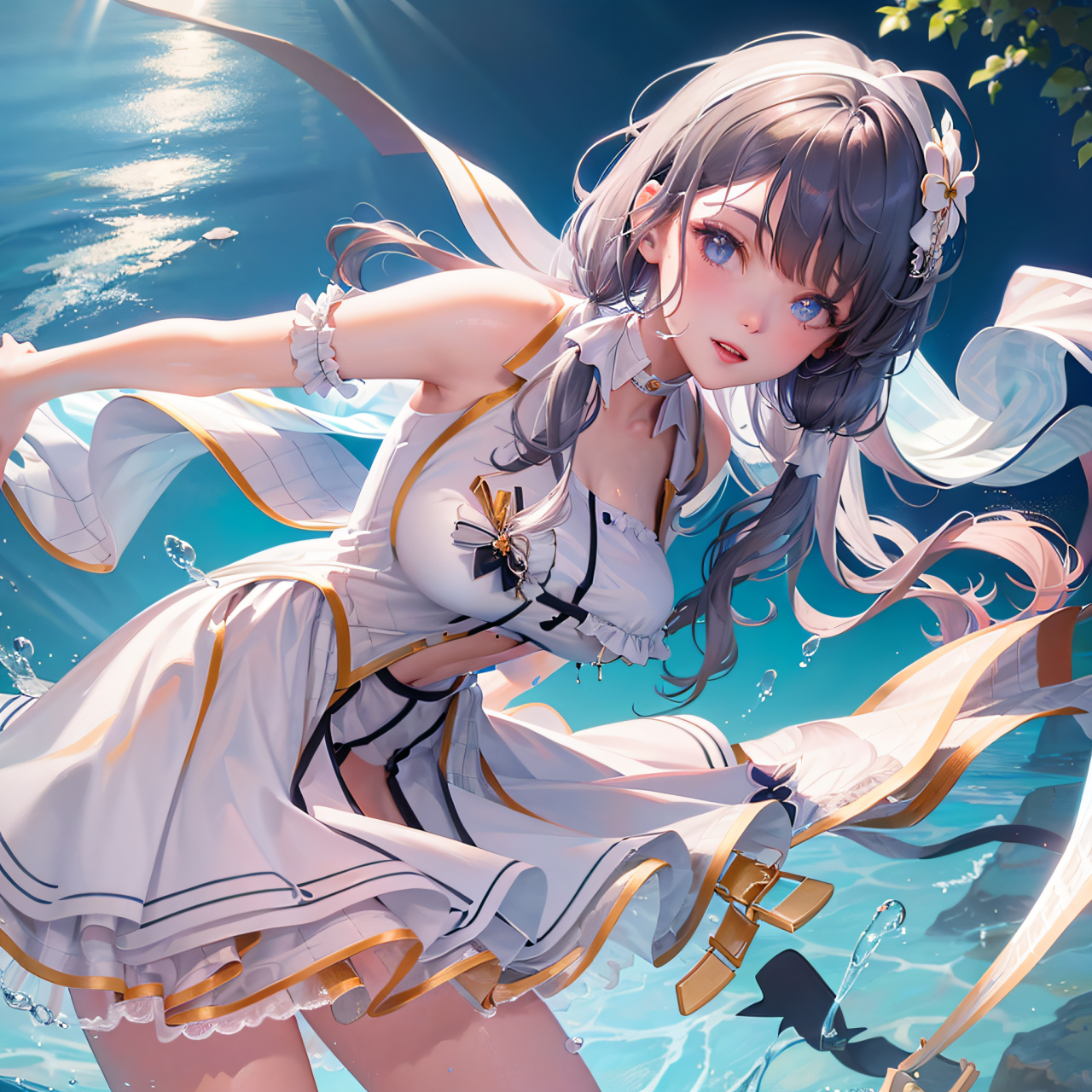 萌妹子的泳池派对#二次元少女美图# #高清动漫壁纸