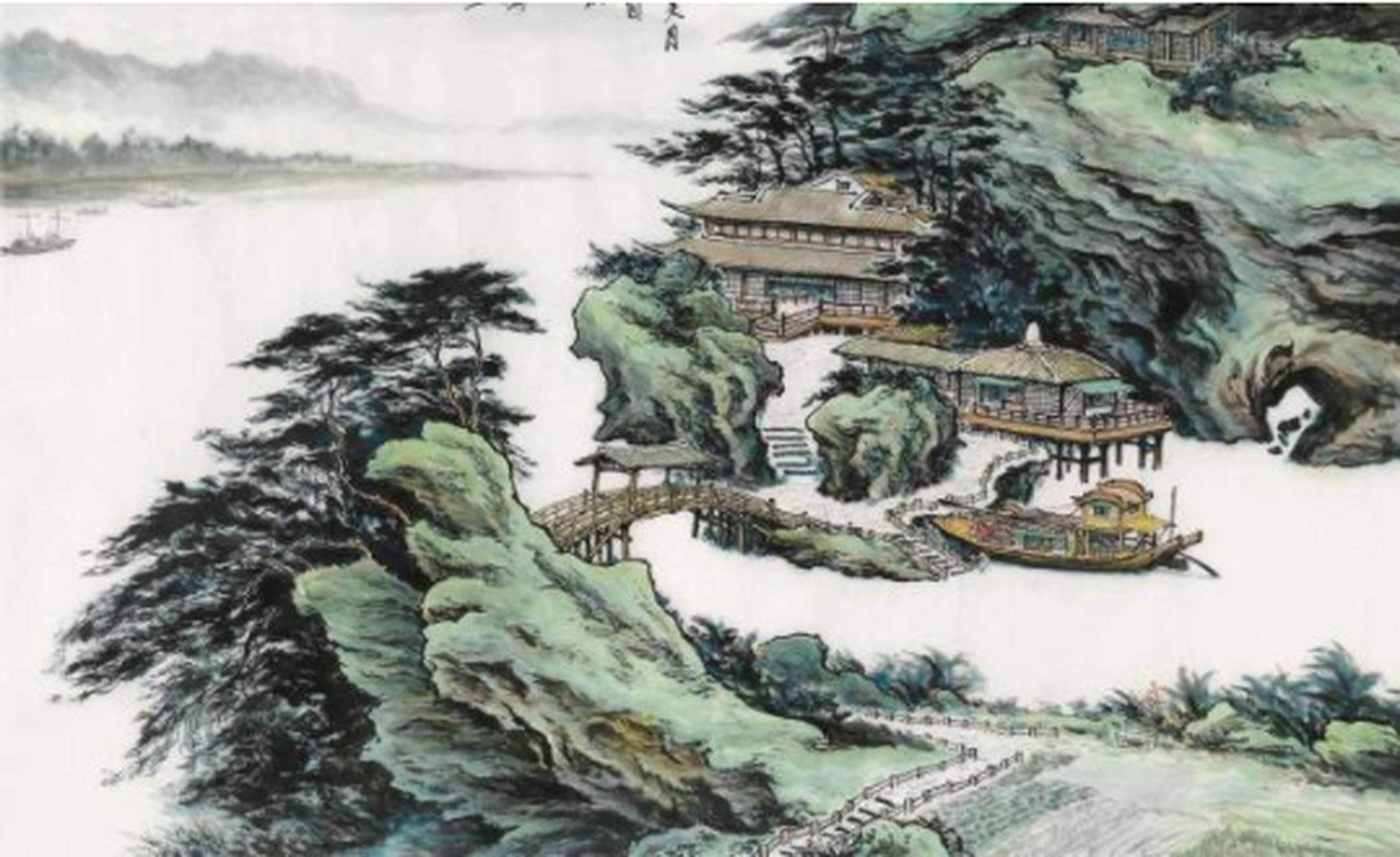 秋登宣城谢眺北楼(唐 李白) 江城如画里,山晓望晴空; 两水夹明镜,双桥