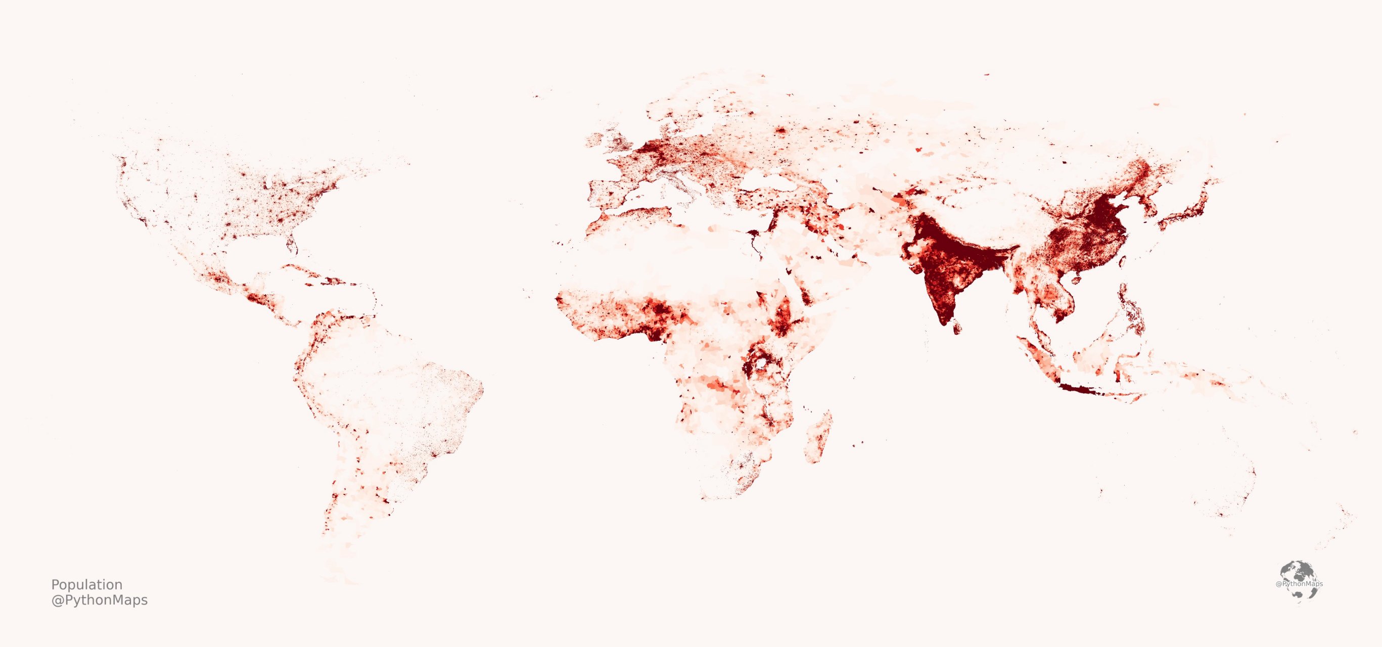 全球人口密度图图片