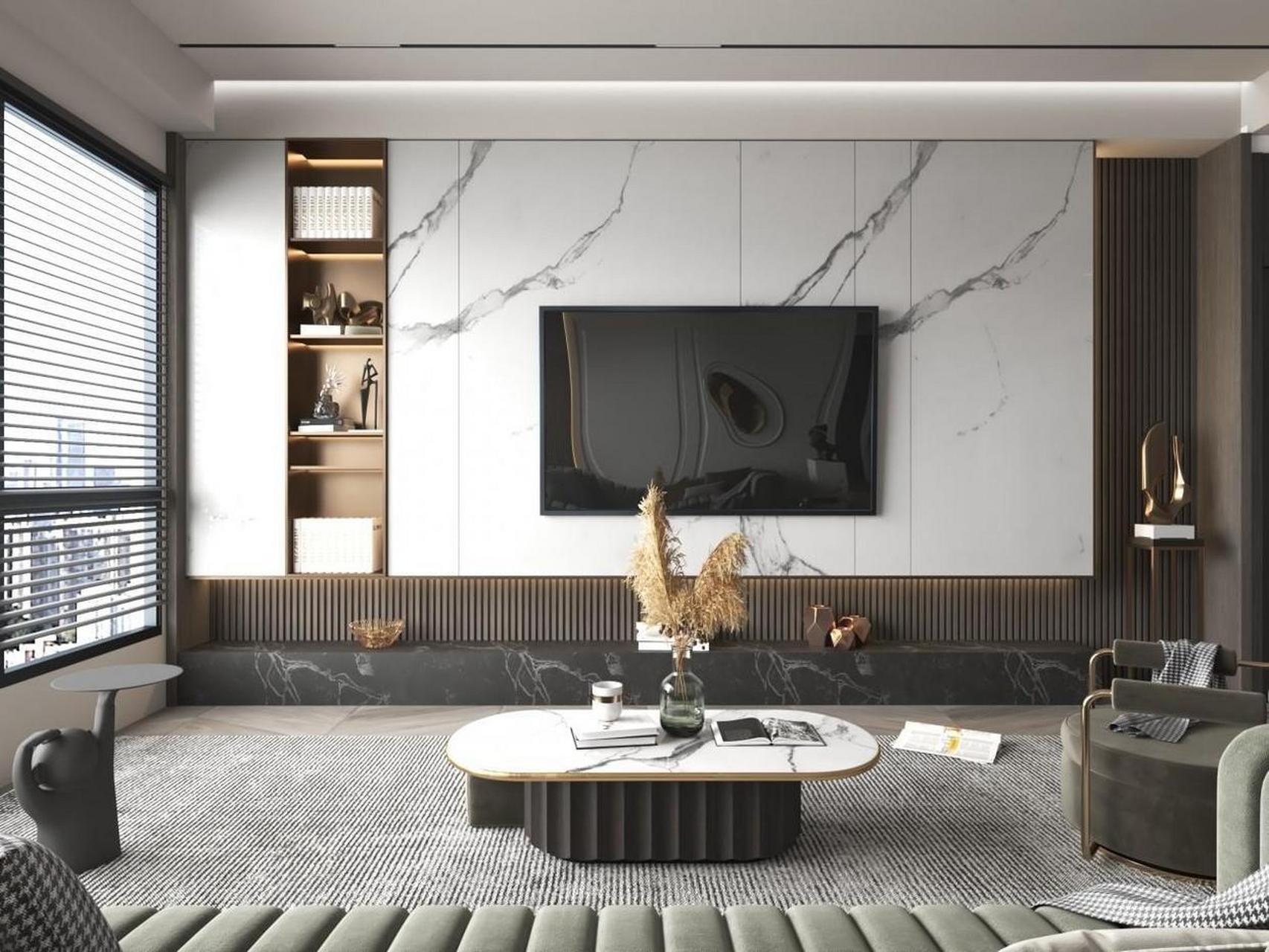 分享几套现代风电视背景墙设计案例,很多人关于电视背景墙不知道怎么