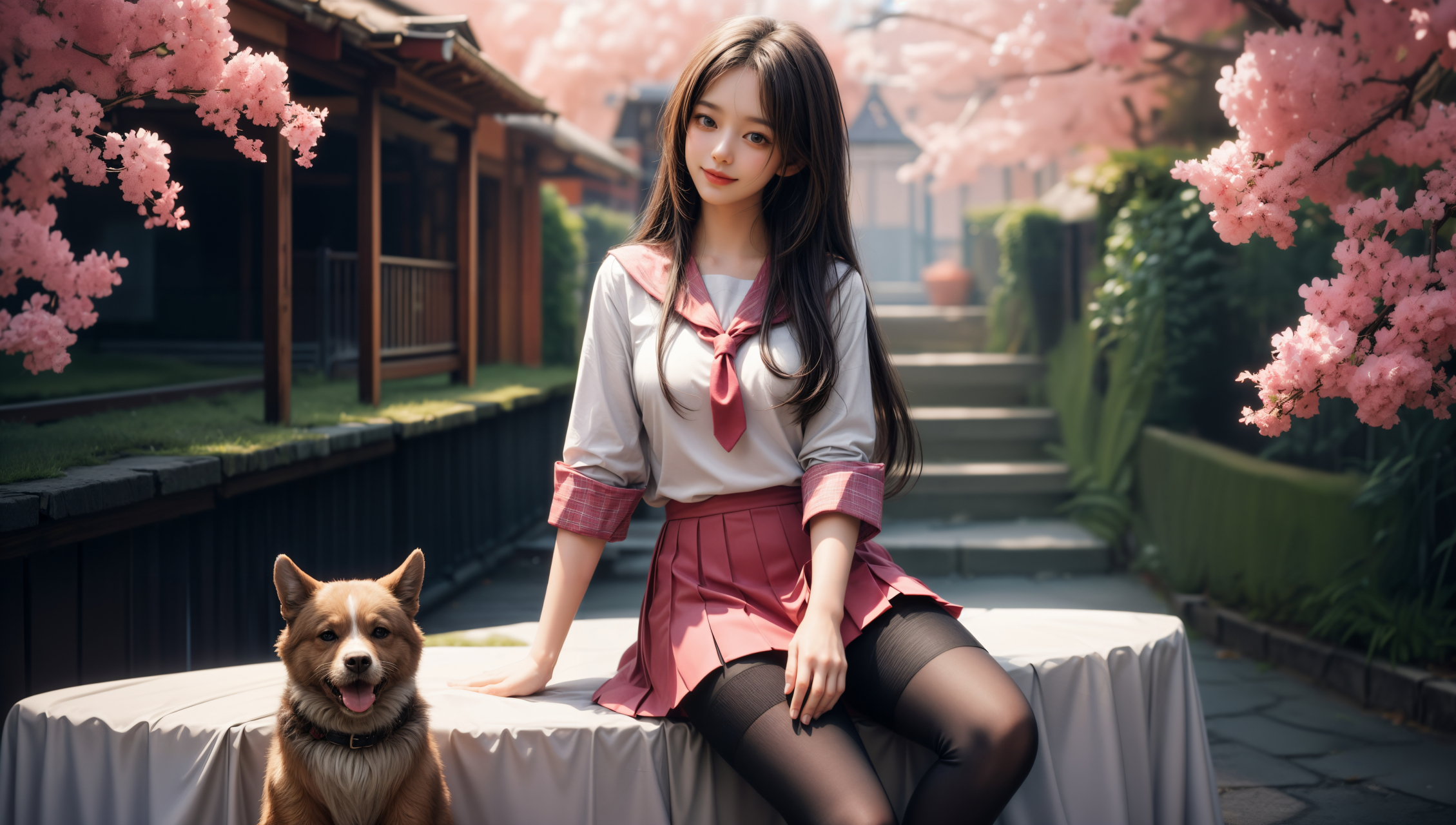 ai美女图片##ai美女写真# #ai美女壁纸# 每日ai美女秀	粉色水手服的